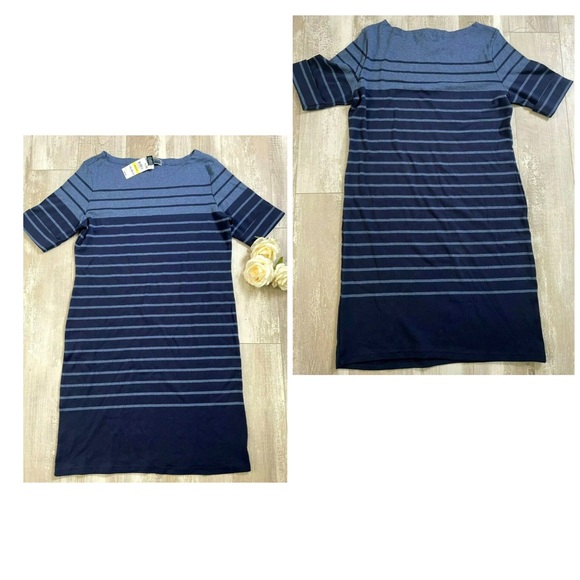 Karen Scott Dresses & Skirts - Karen Scott Sport Cotton T-Shirt Dress Heather Indigo Blue Size Medium